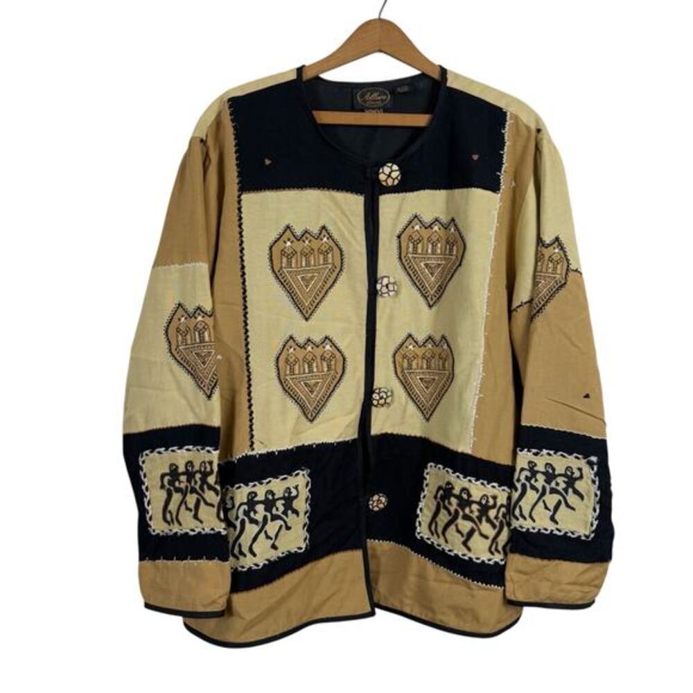Vintage 90s Allure Dress‎ Women Jacket Blazer Size 1X Tribal Artsy Hippie Indie